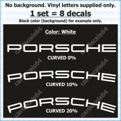 Porsche Brake Caliper Decals Stickers Curved 0% + 10% + 20%