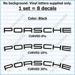 Porsche Brake Caliper Decals Stickers Curved 0% + 10% + 20%