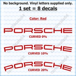 Porsche Brake Caliper Decals Stickers Curved 0% + 10% + 20%