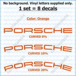 Porsche Brake Caliper Decals Stickers Curved 0% + 10% + 20%
