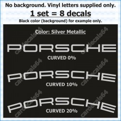Porsche Brake Caliper Decals Stickers Curved 0% + 10% + 20%