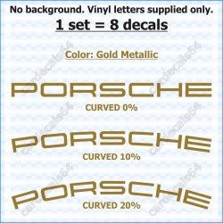 Porsche Brake Caliper Decals Stickers Curved 0% + 10% + 20%