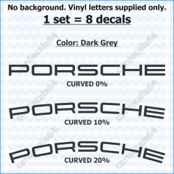 Porsche Brake Caliper Decals Stickers Curved 0% + 10% + 20%