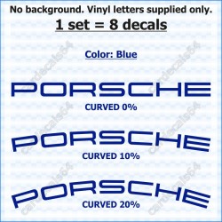 Porsche Brake Caliper Decals Stickers Curved 0% + 10% + 20%
