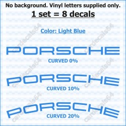 Porsche Brake Caliper Decals Stickers Curved 0% + 10% + 20%