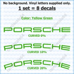Porsche Brake Caliper Decals Stickers Curved 0% + 10% + 20%