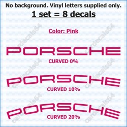 Porsche Brake Caliper Decals Stickers Curved 0% + 10% + 20%