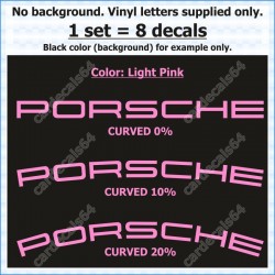 Porsche Brake Caliper Decals Stickers Curved 0% + 10% + 20%