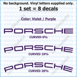 Porsche Brake Caliper Decals Stickers Curved 0% + 10% + 20%