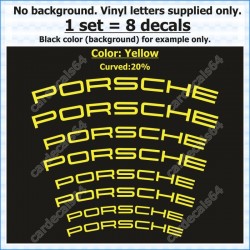 Porsche Brake Caliper Decals Stickers Curved 20%